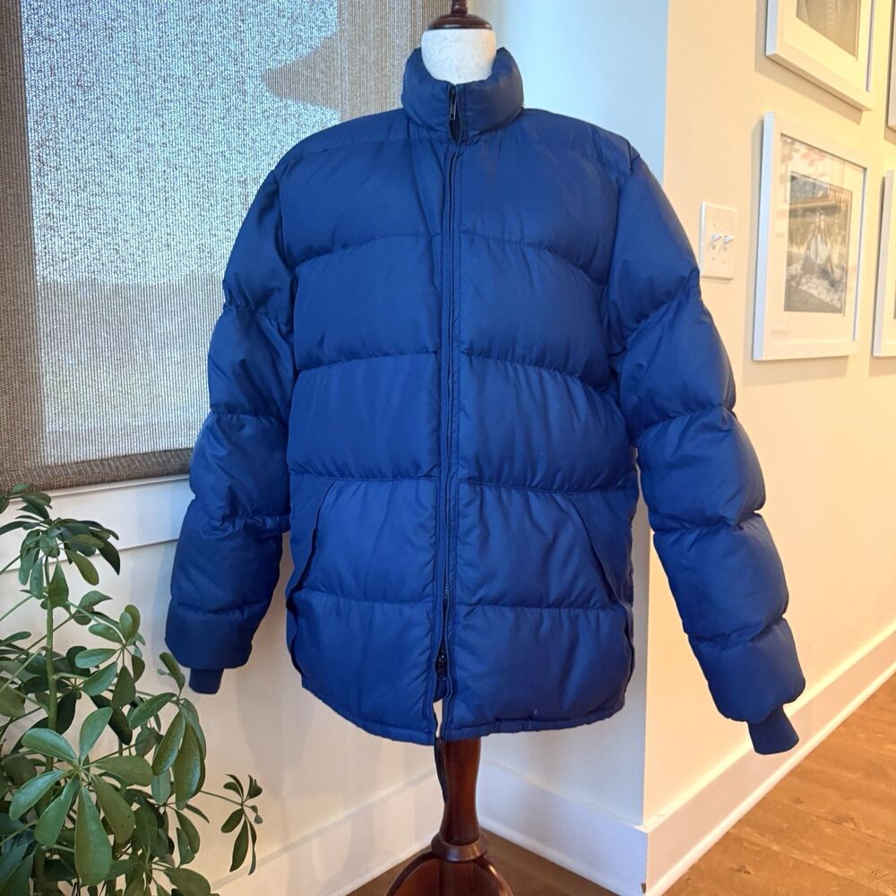 VINTAGE‎ Frostline Mens Large Puffer Coat Blue Down Ski Parka Outdoors Hiking